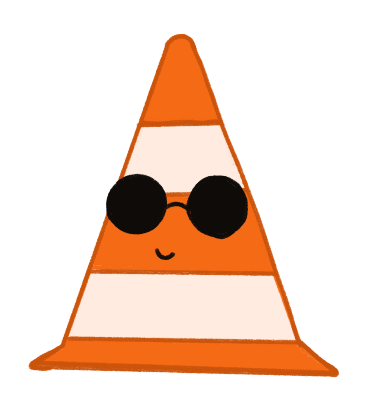Cool and chill cartoon traffic cone